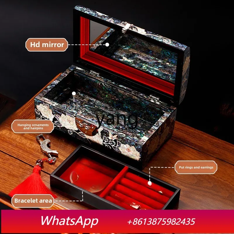 CX Jinbei Luodian lacquer gift jewelry storage box necklace bracelet hardware for mother to send girls practical Qixi Festival