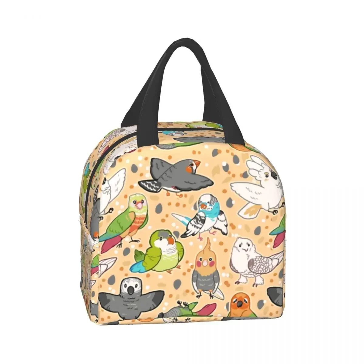 Custom Birds Cockatiel Budgie Parrot Lunch Bag Men Women Cooler Warm Insulated Lunch Box for Kids School Tote Picnic Storage Bag