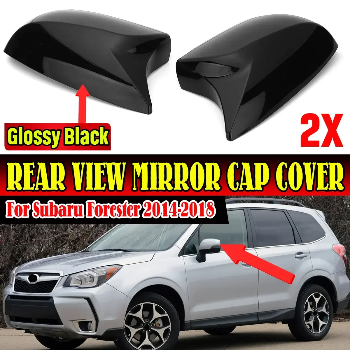 New 2x Side Wing Rearview Mirror Cover Cap For Subaru Forester 2014-2018 M Style Rear View Mirror Cover 91059AJ200 91059AJ210