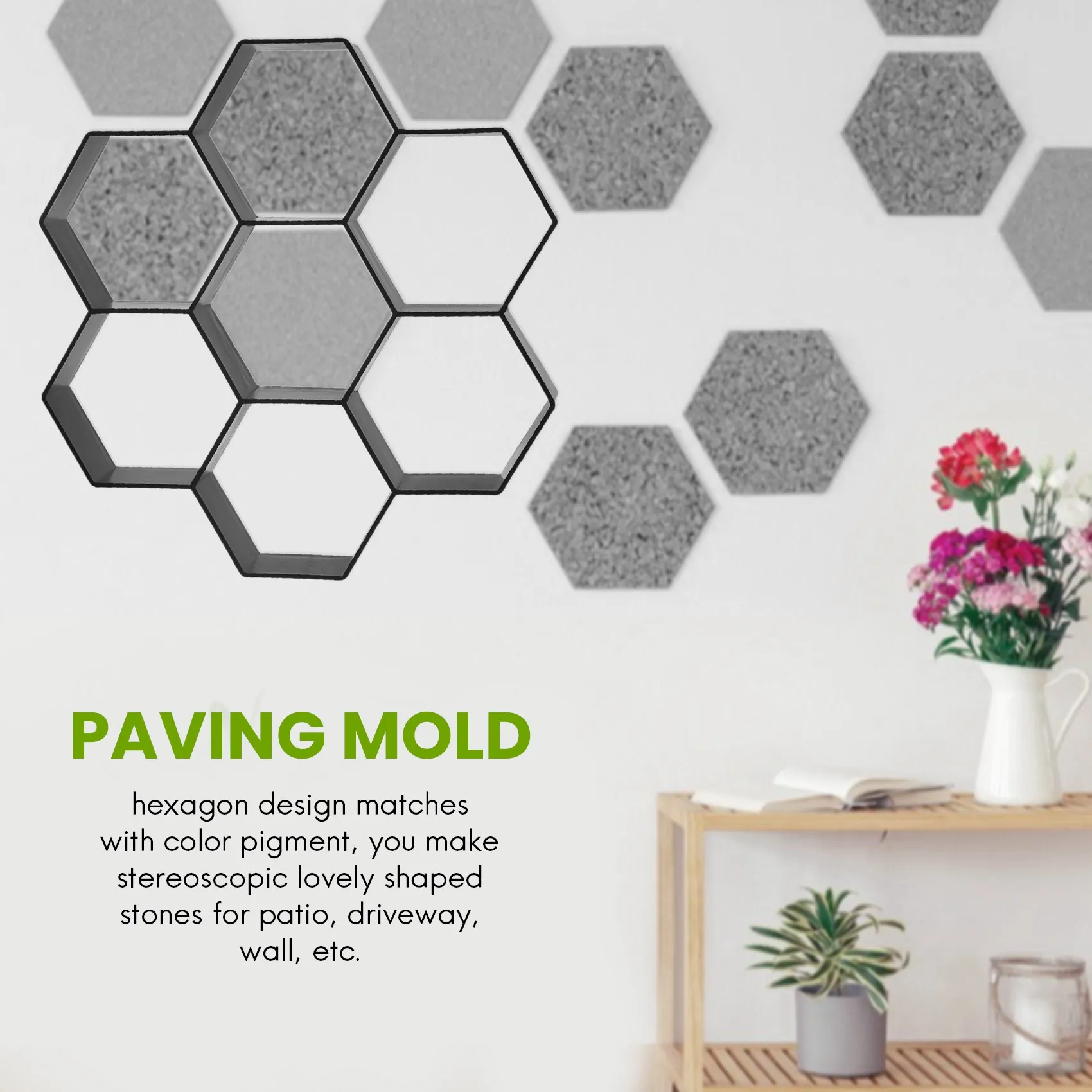 ABMS-DIY Patio Walk Maker Stepping Stone Concrete Paver Mold Reusable Path Maker Mold Garden Paving Stone Molds 30X30cm