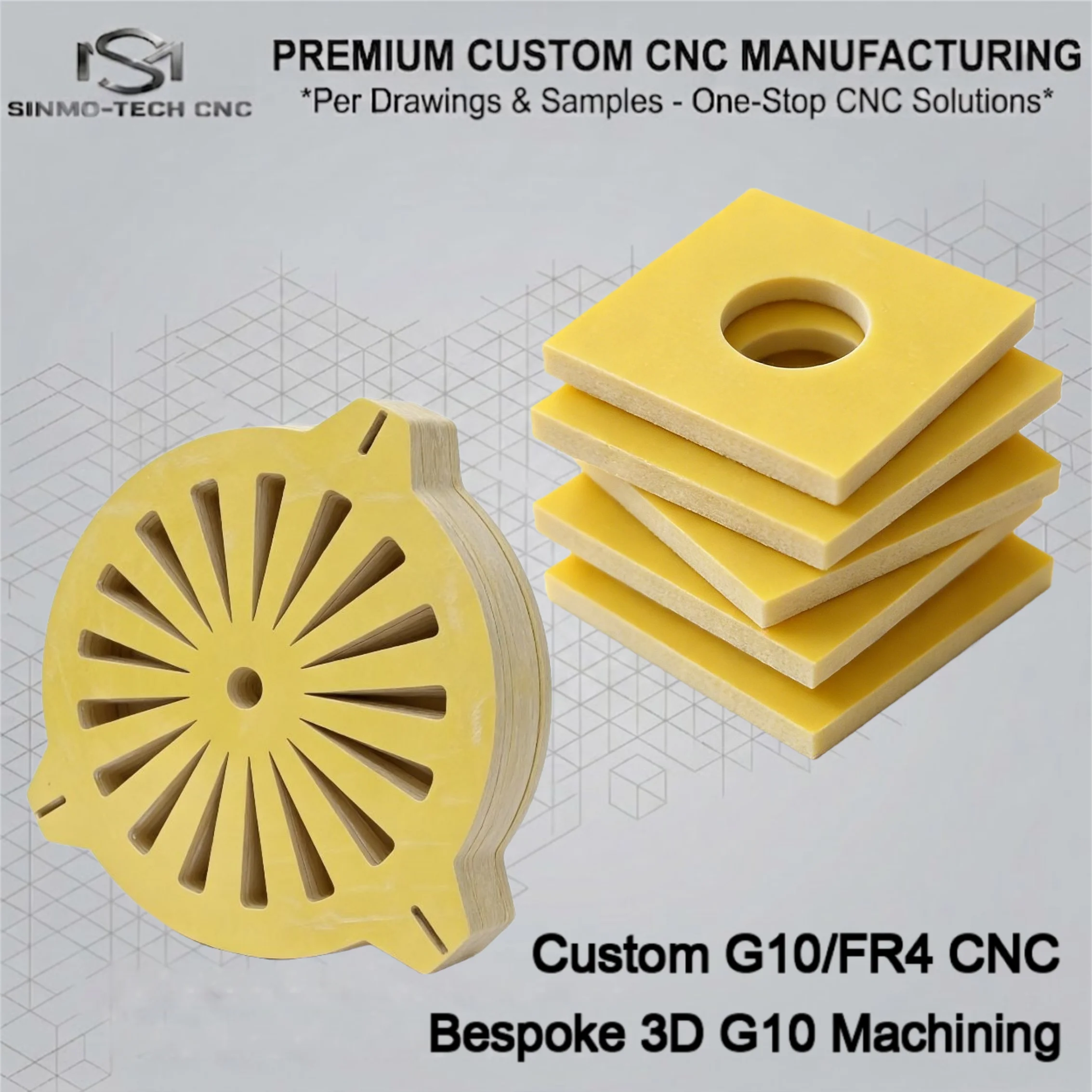 Custom G10 FR4 Epoxy Fiberglass CNC Router Milling Service Precision Insulating Sheet Plate Mechanical Parts Machining