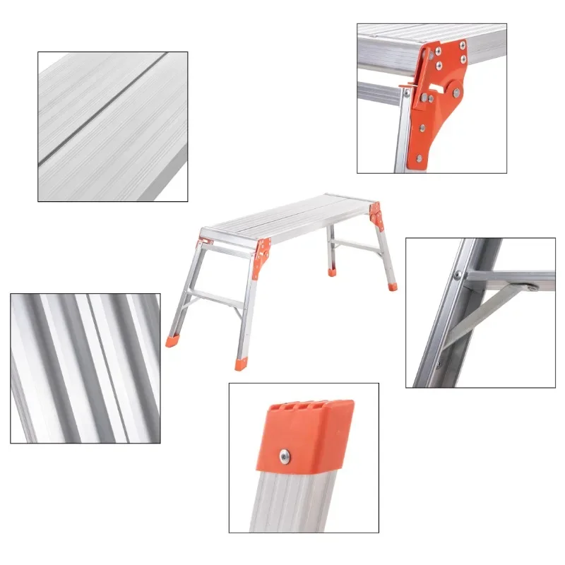 Aluminum workbench, large-sized step stool, foldable portable