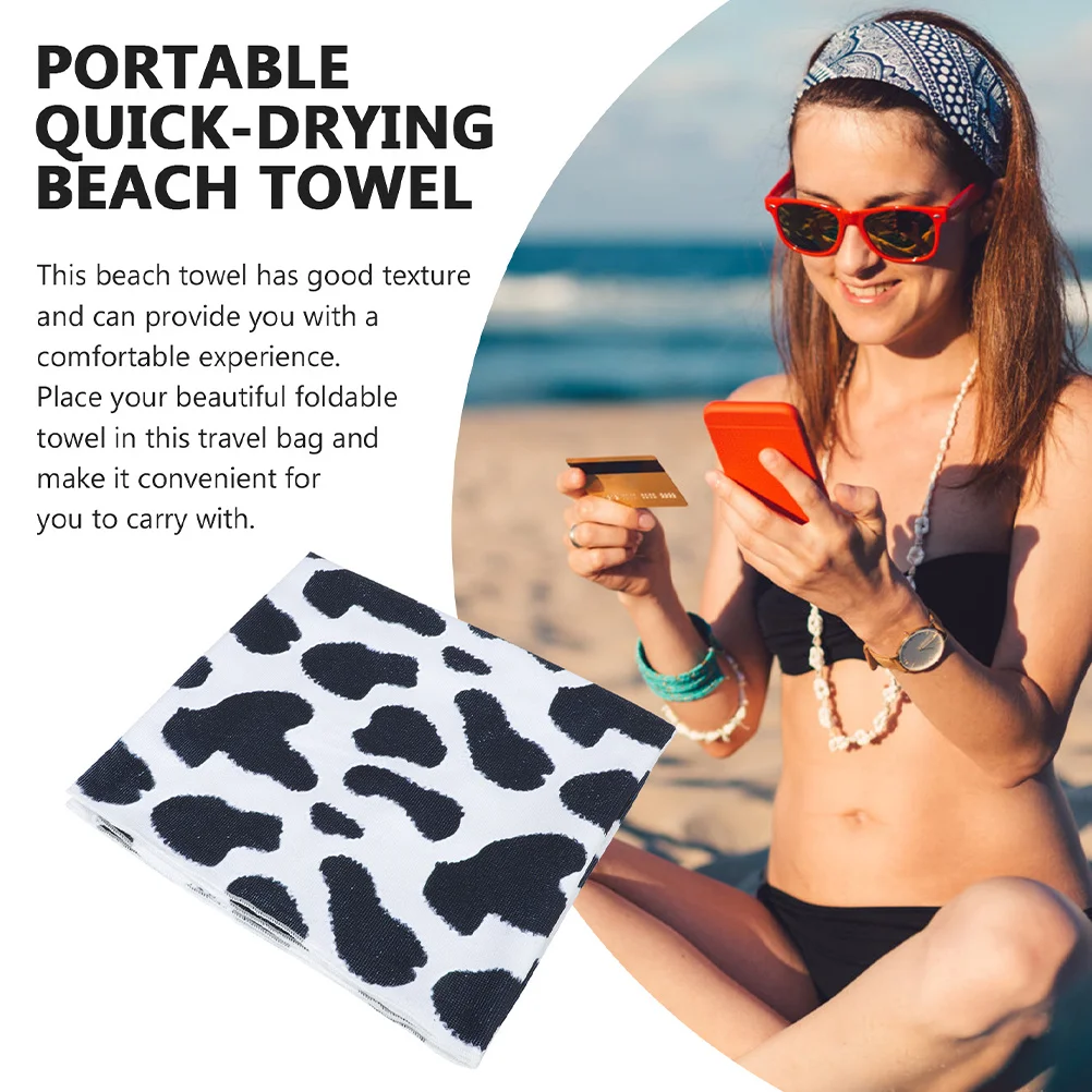 

Oversized Beach Towel Large Pool Towel Summer Bath Supple Quick-Drying Printed Eye-Catching Travel Cow Print Towels