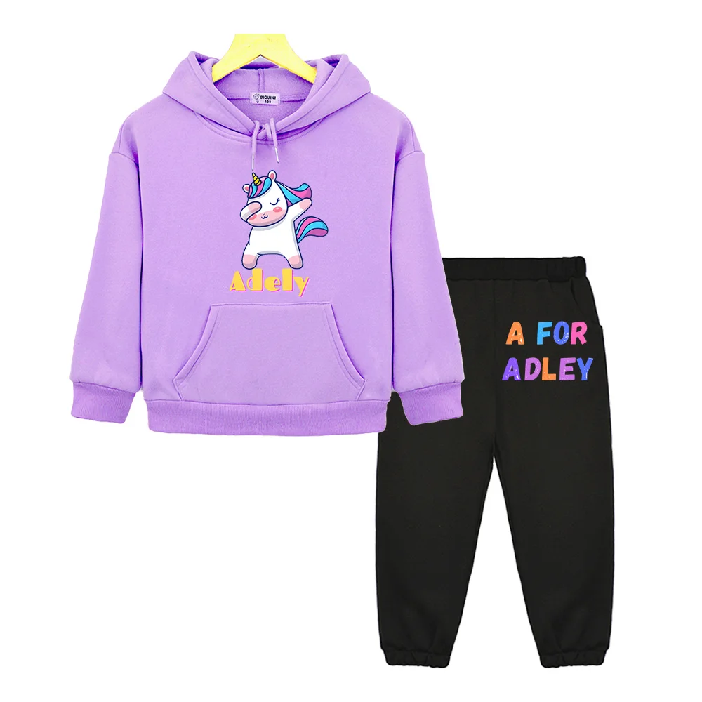 A for Adley Children's Sets Kids Autumn Cartoon Long Sleeve Print Tracksuits Boys Girls Cute Casual Hoodies Toddler Sweatshirts