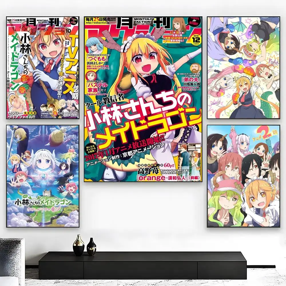 Miss Kobayashi's Dragon Maid Poster Wall Art Print Removable Water-Resistant Home Decor For Bedroom Apartment Gift