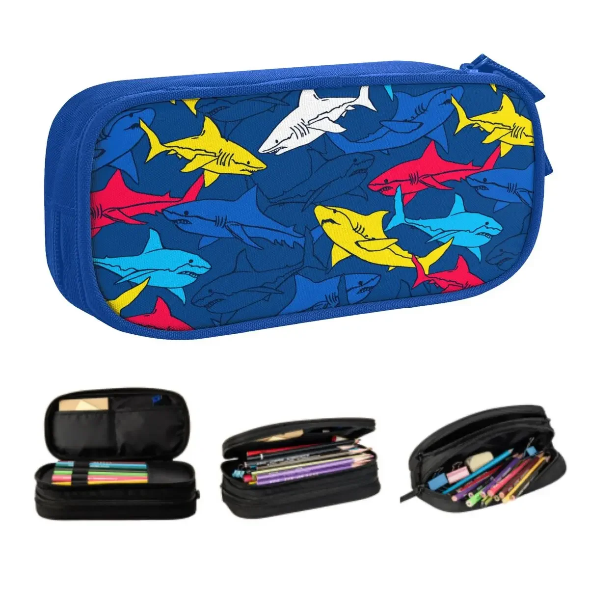 Custom Ocean Animal Shark Kawaii Pencil Cases Girls Boys Large Capacity Pencil Pouch School Supplies