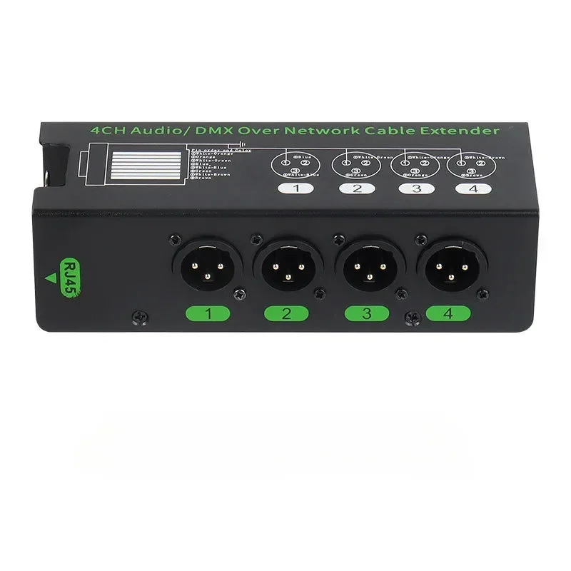 4-Channel 6.5 + 3-Pin XLR Audio/DMX Over Network Cable Extender DMX512 Network Signal Extender Male Female