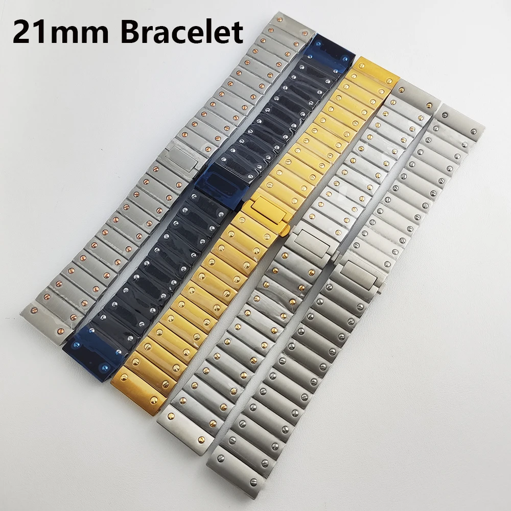 

21mm Width 904L Solid High Quality Presidential Stainless Steel Case Folding Buckle Square bracelet