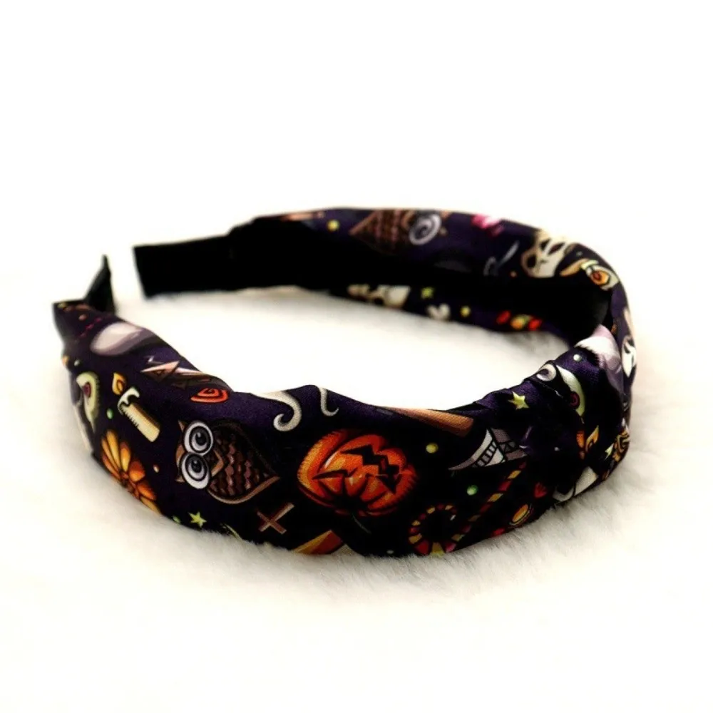 Horrible Pumpkin Head Headband Festival Wear Cartoon Halloween Hair Hoop Gothic Spider Web Ghost Print Hairband Trick or Treat