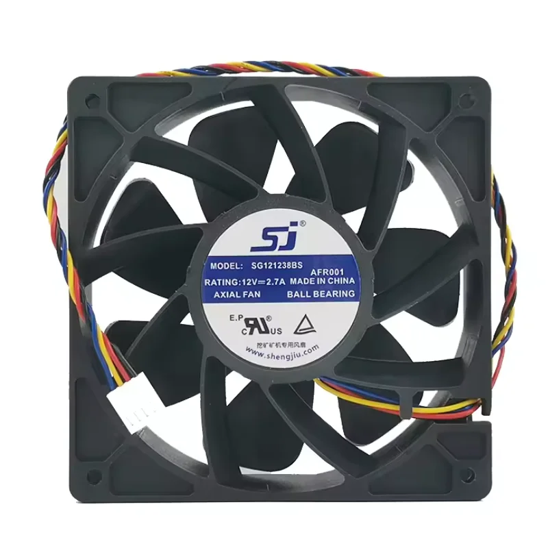 SJ SG121238BS 12V 2.7A 12CM 12038 4-Wire Large Airflow Cooling Fan