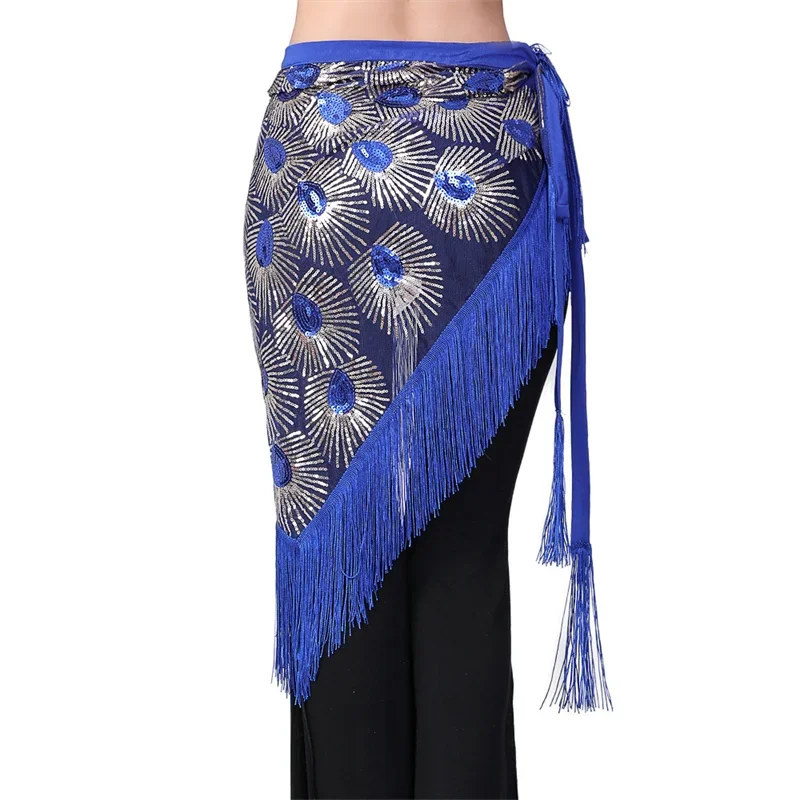 Sequin Tassel Belly Dance Hip Scarf Womens India Carnival Rave Stage Performance Embroidery Waist Chain Costume Wrap Skirt Belt