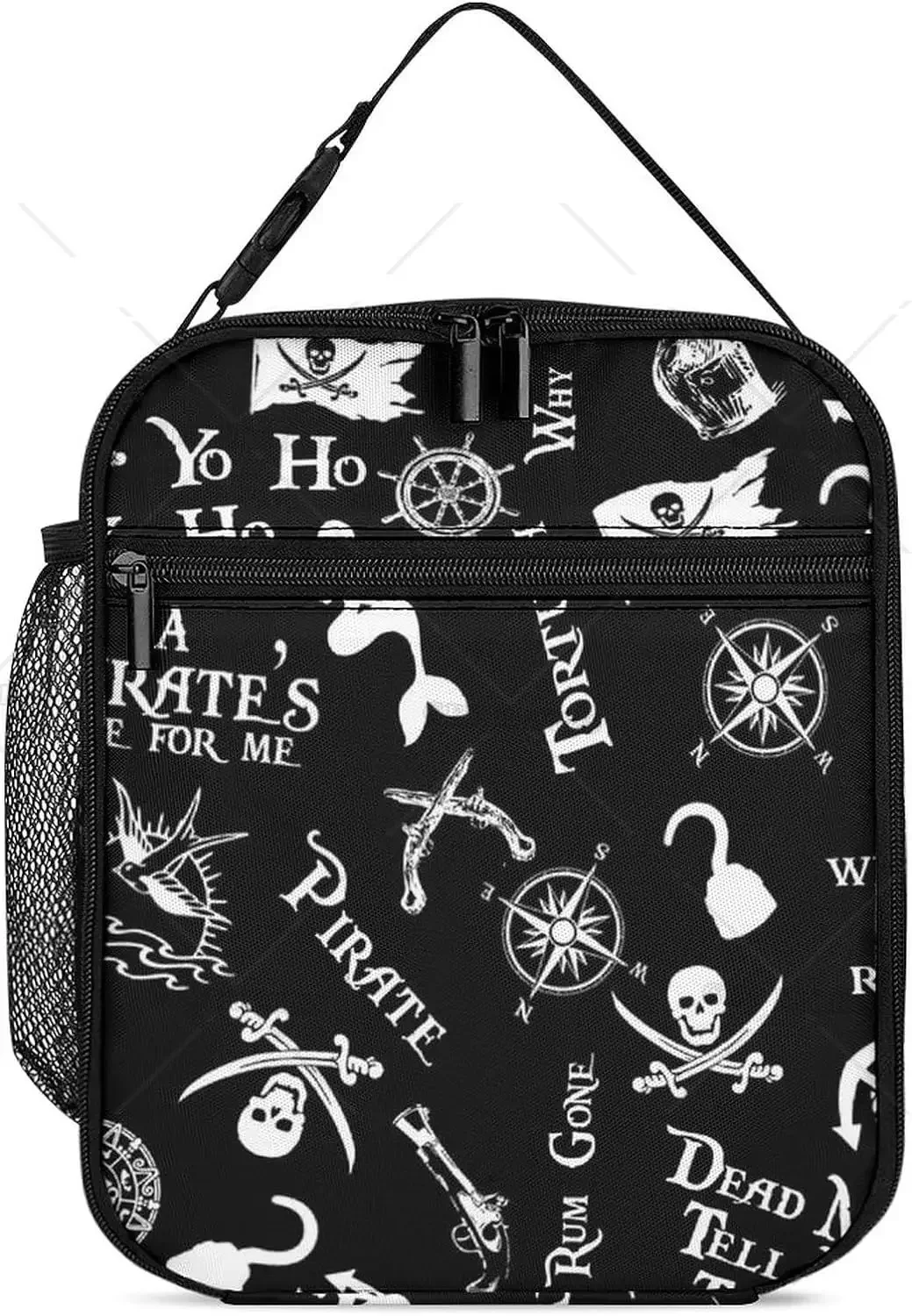 Skulls and Stars Insulated Lunch Bag Women Lunch Box for Men Portable and Reusable Cooler Tote Bag for Work Picnic Trip