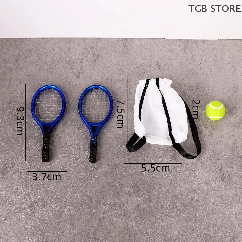 ชุดไม้เทนนิสจิ๋ว 4 ชิ้น/ชุด อุปกรณ์กีฬา ของเล่นกลางแจ้ง ฉากกีฬาผ้าขนาดเล็ก ของตกแต่งบ้านตุ๊กตา อุปกรณ์เสริมโมเดล