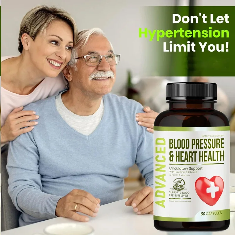 

Blood Pressure Support Supplement Using Hawthorn Berries and Hibiscustosupport Blood Pressure and Healthy Circulation 60capsules