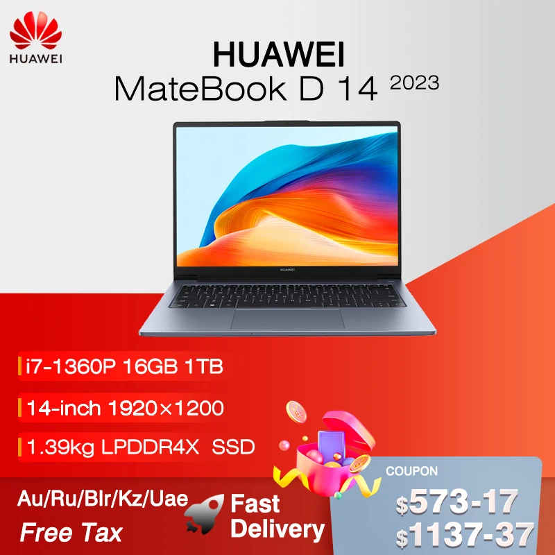 2023 HUAWEI MatbBook D14/D14 SE Laptop 14-inch  CPU i7-1360P/i5-1340P/i5-13420H 16GB 512GB/1T Notebook Iris Xe Graphics LPDDR4X