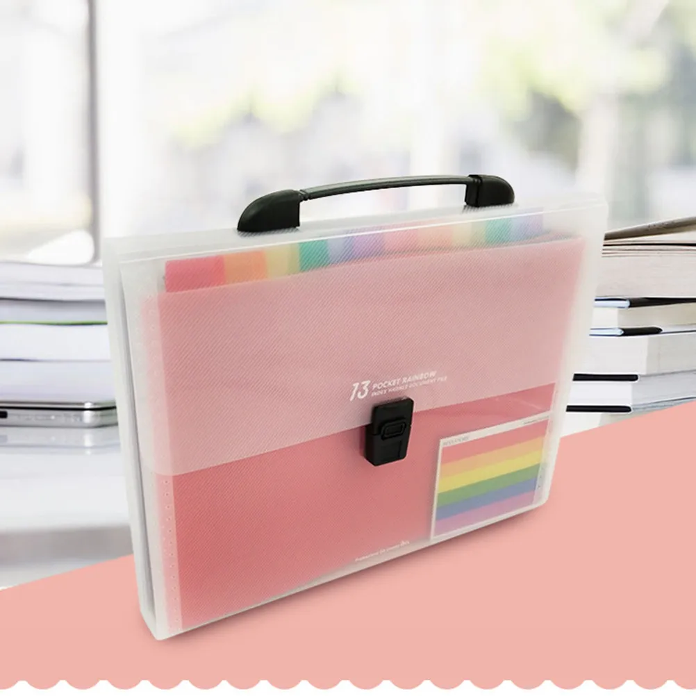 

Expanding File Folder A4 13 Pockets Waterproof PP Material Accordion Folder with Handle for Office Filing Storage Compact Style