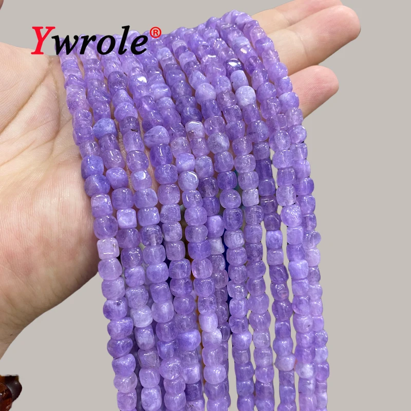 6x6mm 8x8mm Natural Stone Square Lavender Chalcedony Loose Cube Spacer Beads for Jewelry Making Diy Bracelet Charms Accessories