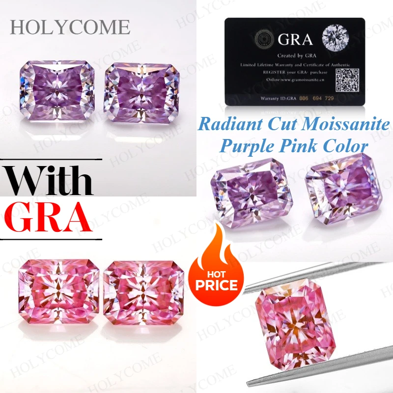 

Moissanite Diamond Radiant Cut 0.5-5CT VVS1 For Women Jewelry Rings Pendant Making Materials Wholesale Price Loose Beads Charms