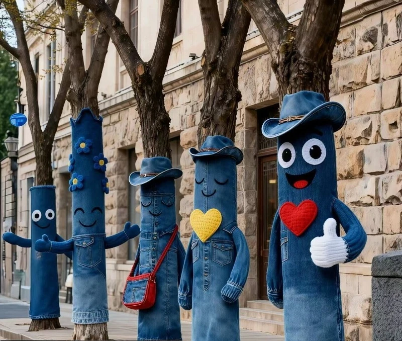 2026 Year of the Horse big tree wearing sweater decoration winter denim wind woven sweater subway plush hug column customization