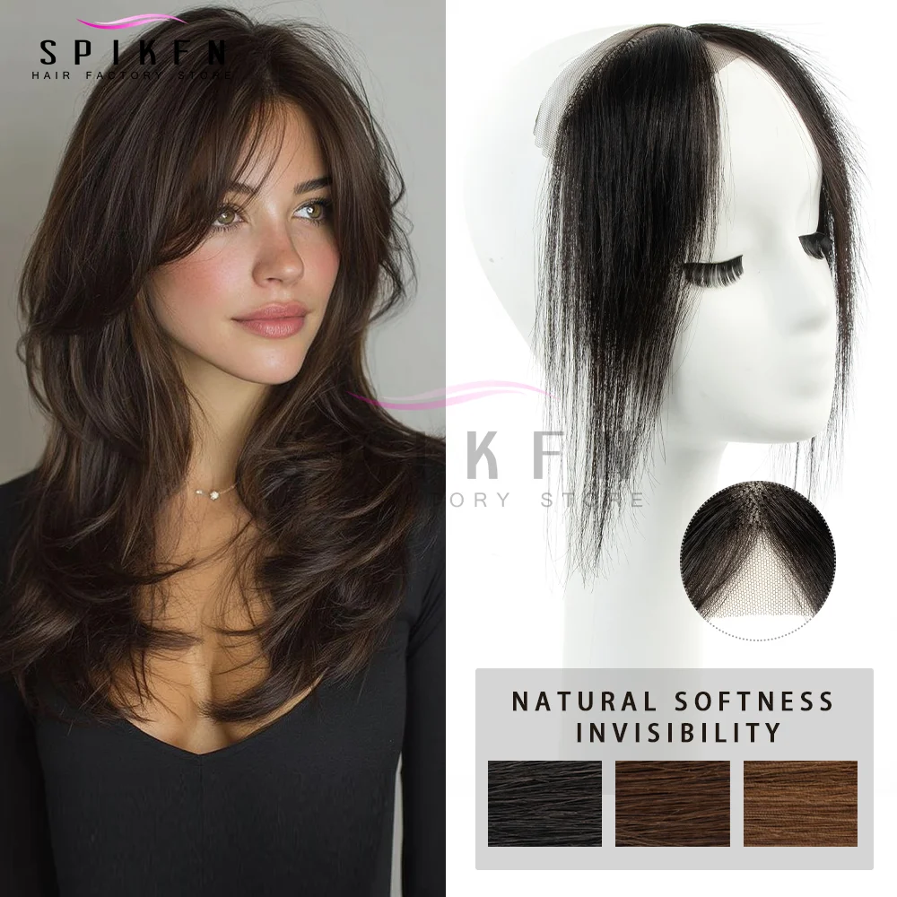레이스 인모 앞머리 연장 20개 천연 생머리 사이드 뱅 6가지 색상 여성용 블랙 브라운 블론드 헤어