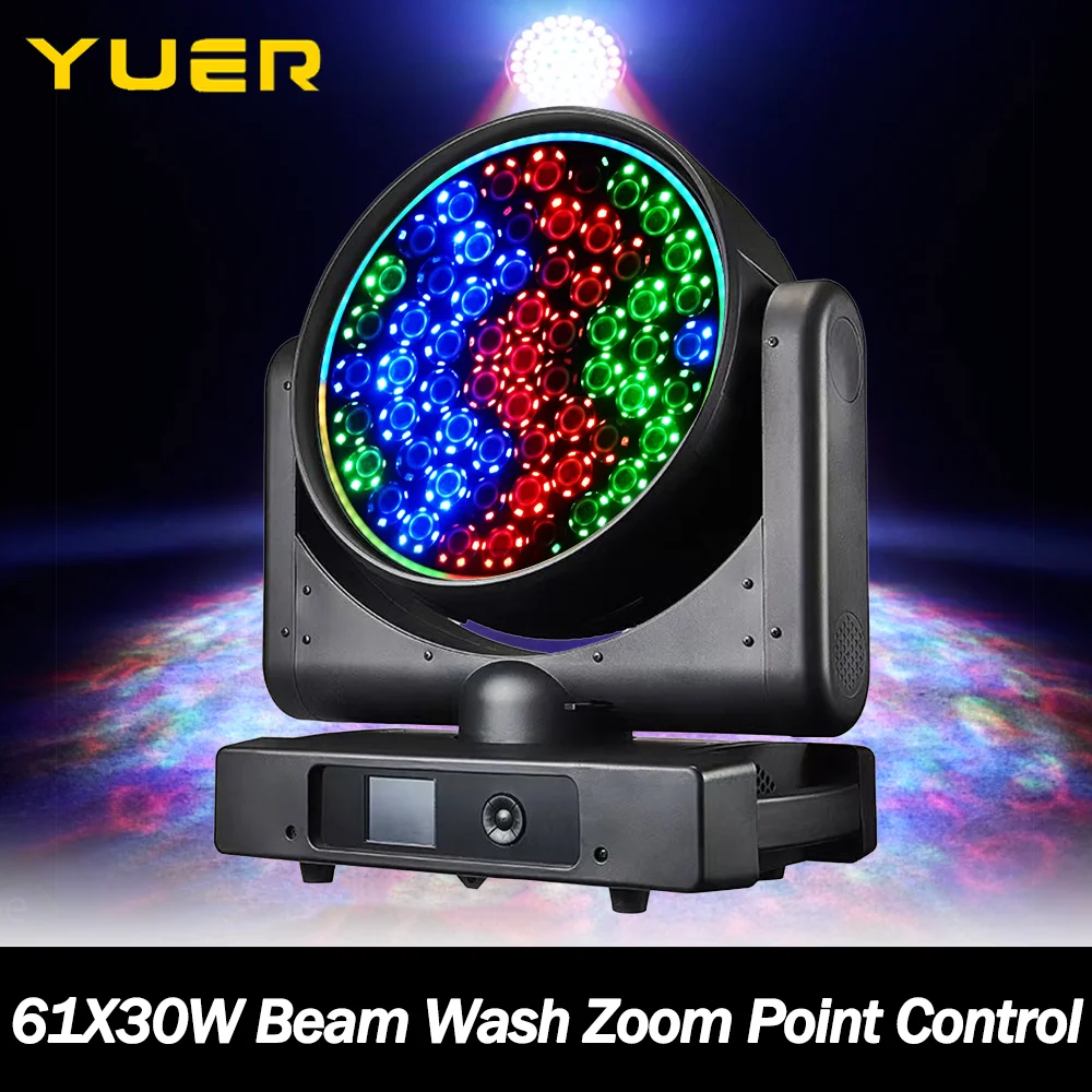 

61X30W LED RGBW Zoom Point Control Moving head light with ring CTO Beam Strobe Rainbow Wash effect For DJ Disco Bar party club