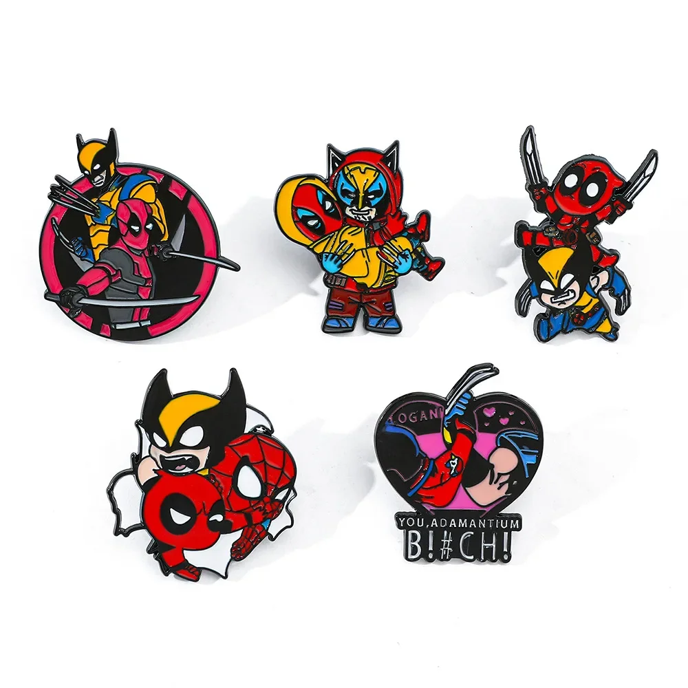 Pines de dibujos animados de Deadpools y Lobezno, broche de aleación, accesorios para bolsos y ropa, insignia de personaje de película de personalidad creativa, regalos para amigos