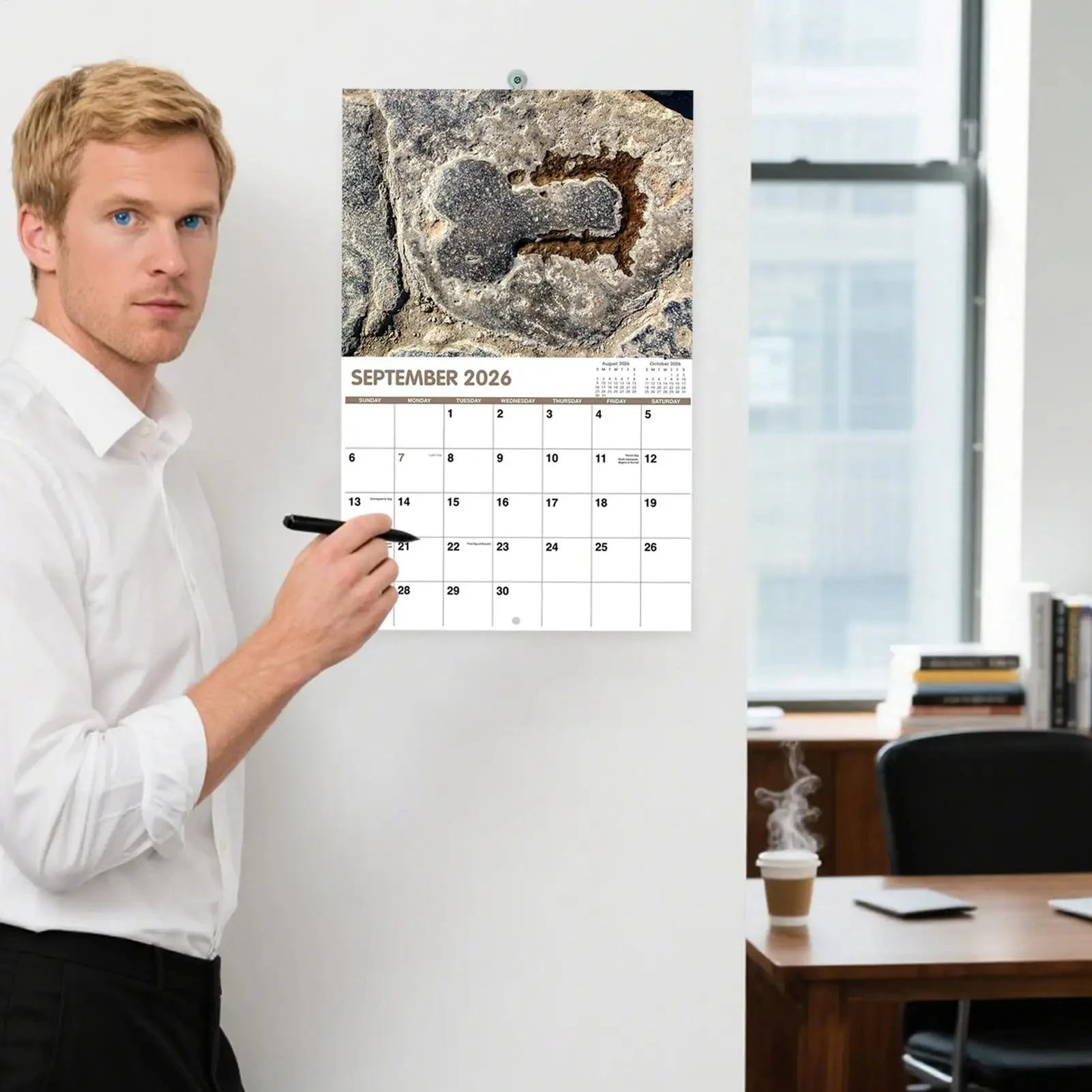 Calendario 2026 12 mesi Divertenti illustrazioni di cactus Decorazioni per l'home office Regalo umoristico per visualizzazione visiva Pianificazione della gestione del tempo