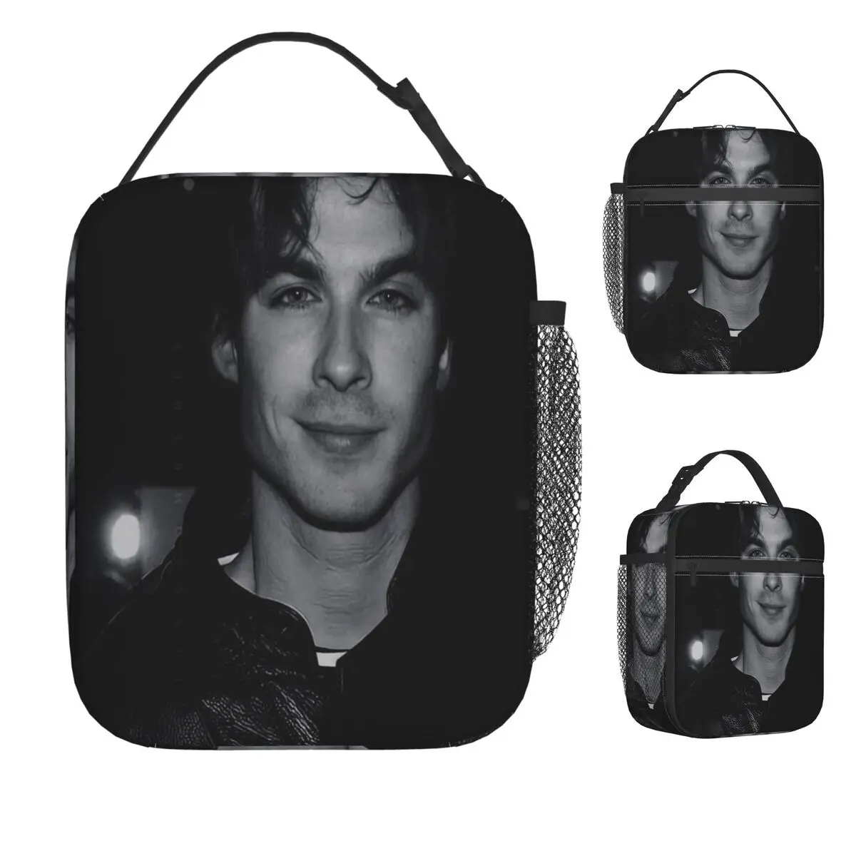 

The Vampire Diaries Damon Salvatore TV Series Lunch Bag Retro Lunch Box For Portable Cooler Bag Graphic Thermal Tote Handbags