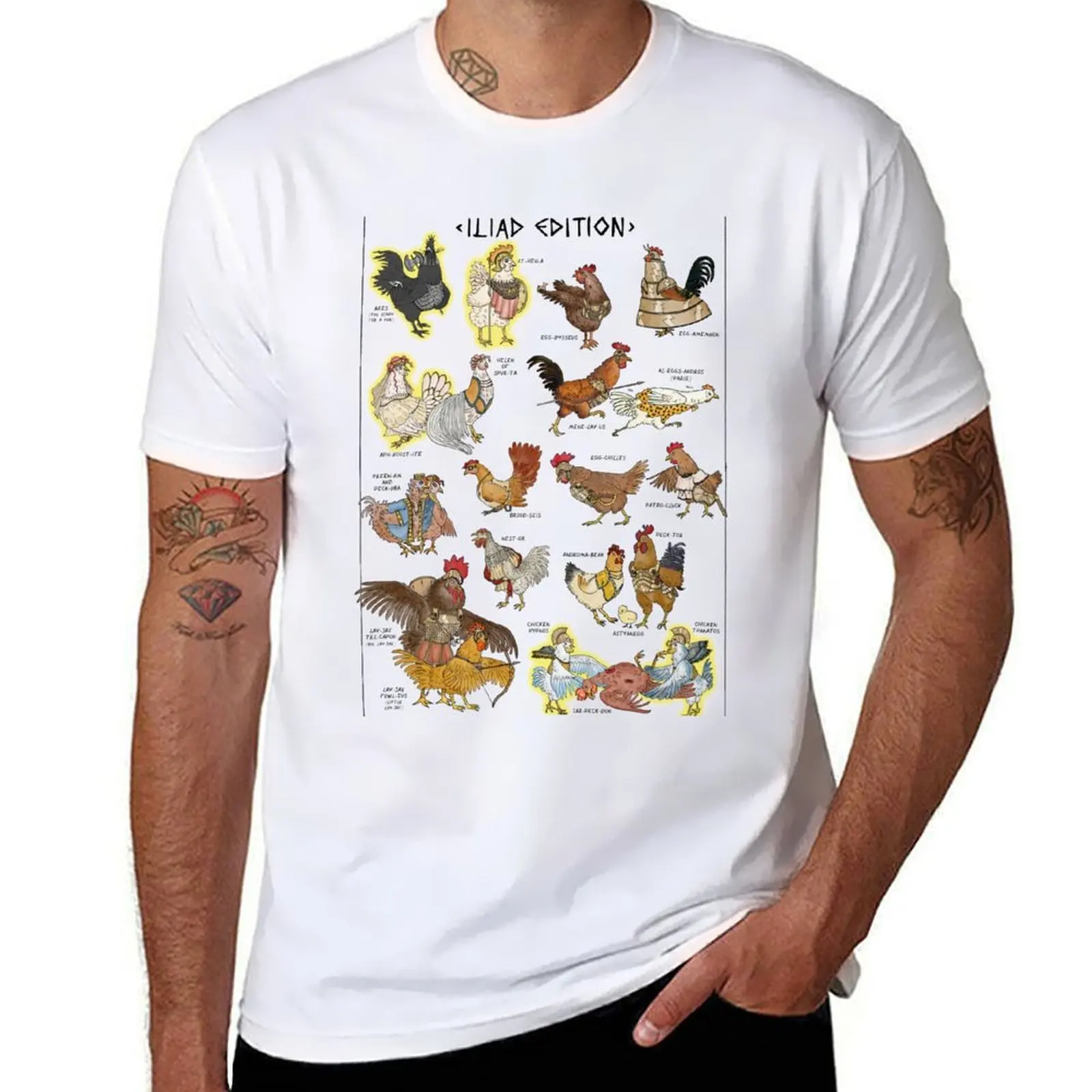 

Greek Myth Chickens - COLOUR Iliad Edition (no background) T-Shirt Summer Casual Loose T-Shirt