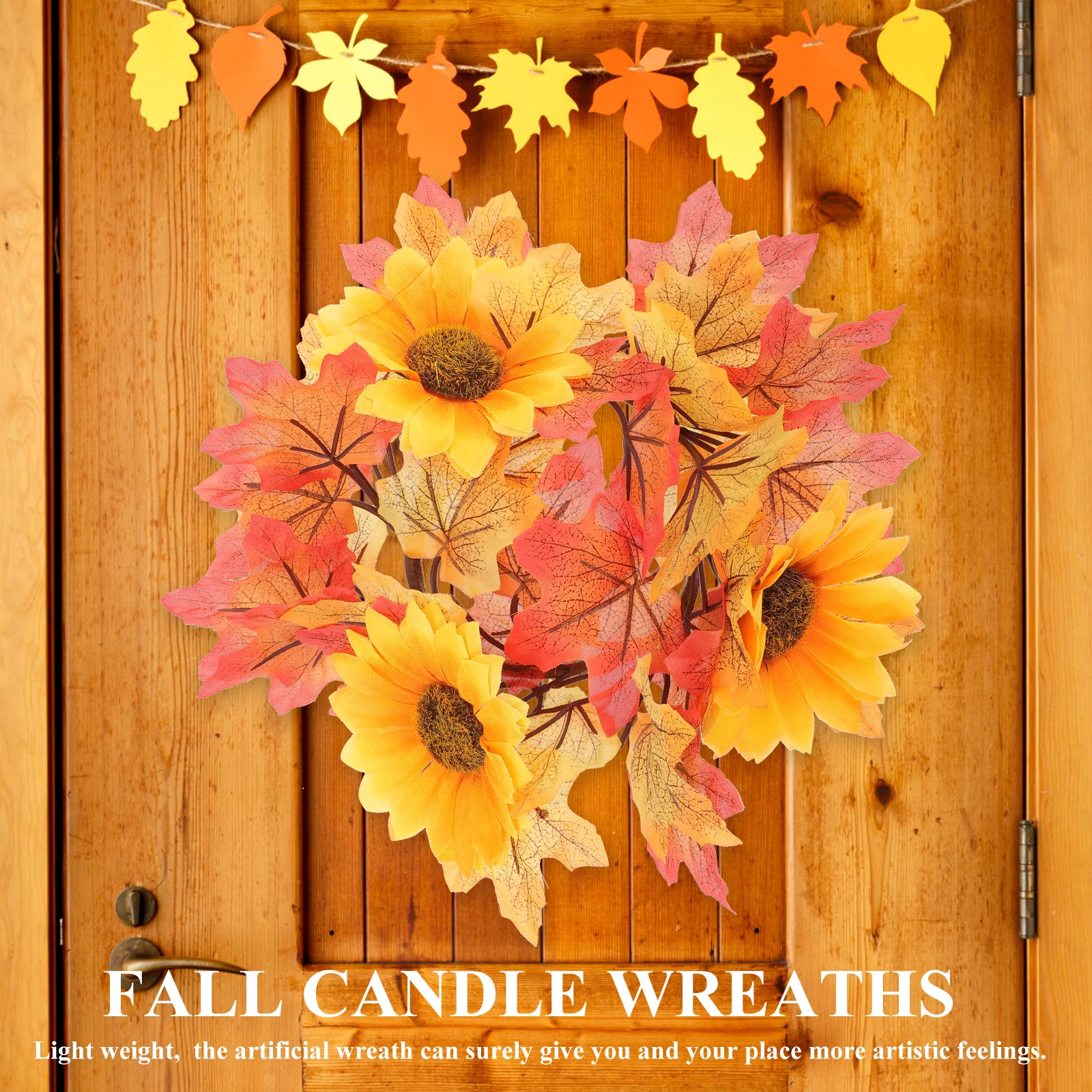 

Artificial Maple Leaf Wreath Ring Fall Decor Autumn Party Supplies Harvest Festival Wall Hanging Home Decor Simulated