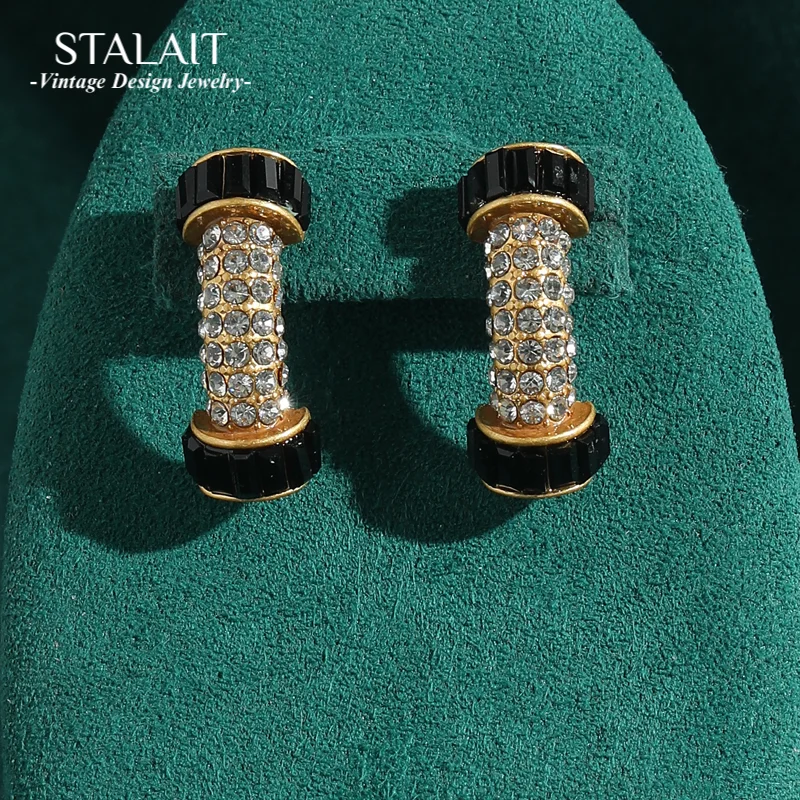 

Vintage Jewelry Rhinestones Bones Studs Earrings High Quality Dripping Oil Bohemian Accessories For Woman Summer 2025 Trend New