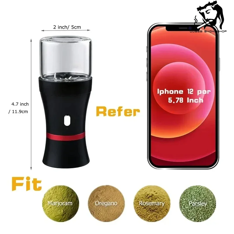 Portable Electric Herb Grass Grinder with Glass Storage Tobacco Jar High Quality Herbal Crusher Grinders for Smoking Accessories