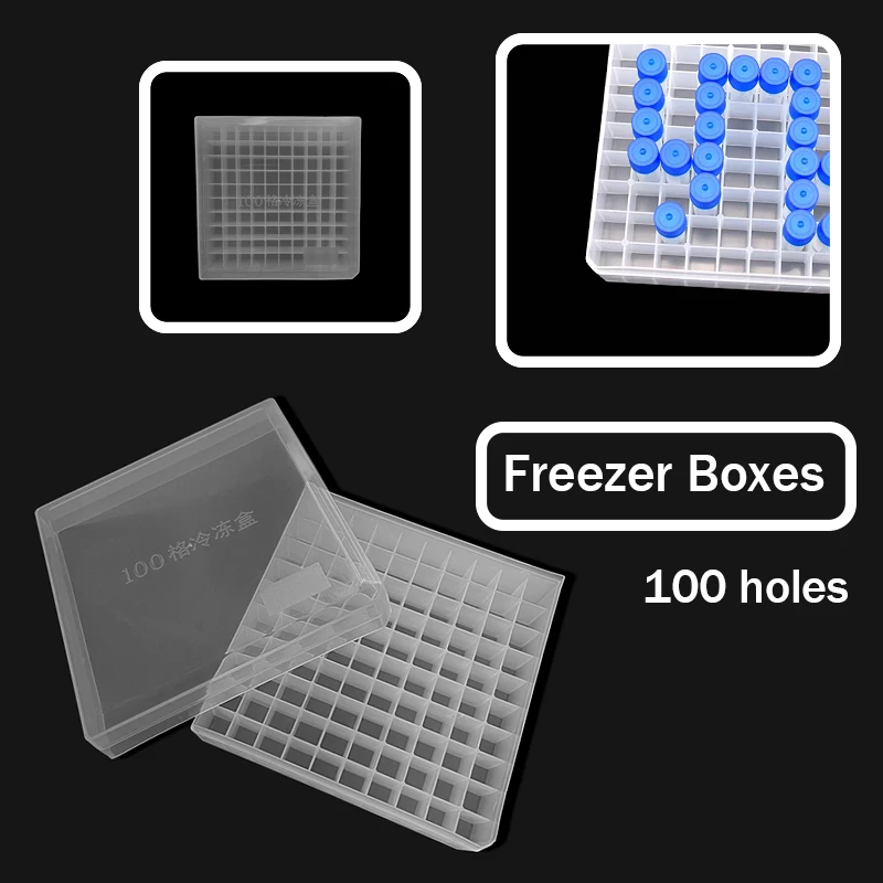 

1pcs 100 Holes Plastic Frozen Tube Box Lab Cryo Tube Storage Rack Freezing Tube Holder For 1.5ml/2ml