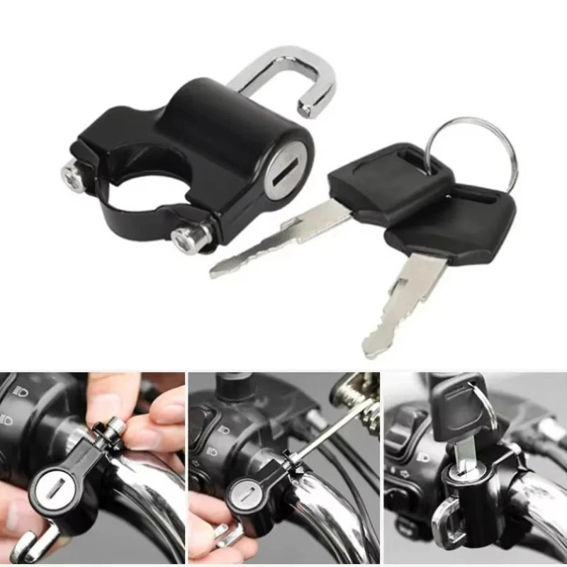 

Universal Helmet Lock for Motorcycle Scooter ATV Bicycle - Anti-Theft Handlebar Security Lock 20mm-26mm with Keys