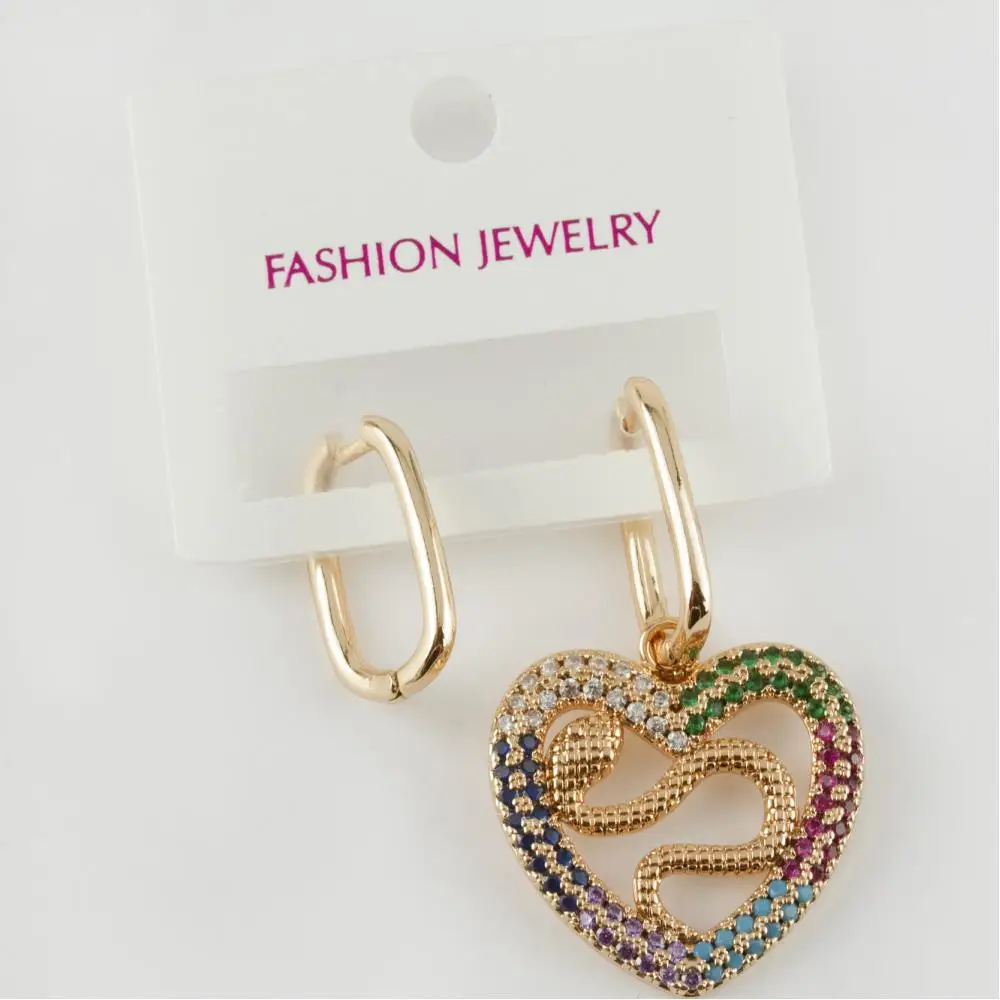 Snake & Heart Figured Luxury Zircon Steel Earrings