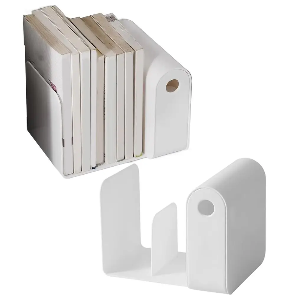 Simple Separation Plastic Bookend with Drawers Stationery Organizer Pull Out Simple Book Holder Space Saving Large Capacity