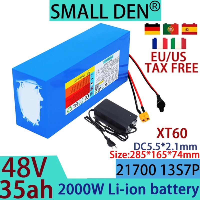 48V35Ah new 21700 13S7P lithium battery pack 2000W high-power battery,suitable for various transportation vehicles2A3A5A charger