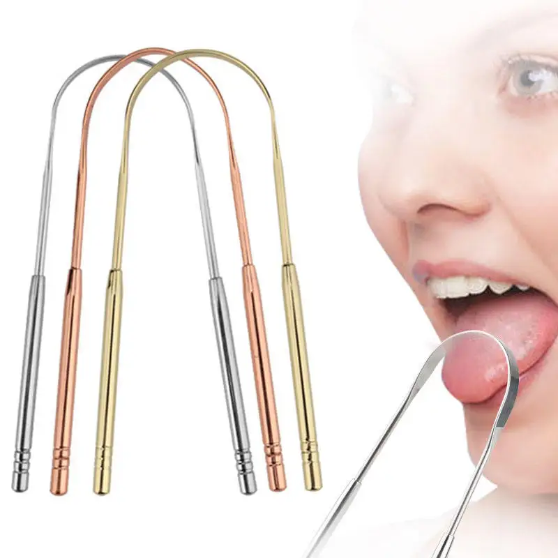 

Tongue Scraper Stainless Steel Tongue Cleaner Bad Breath Removal Oral Care Tools