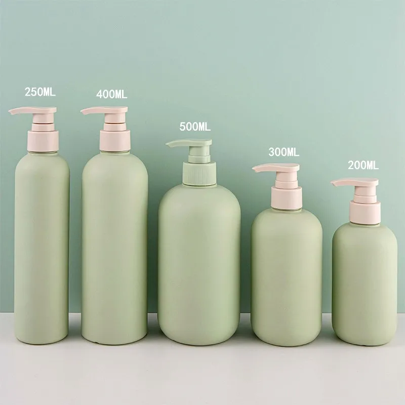 200ml/250ml/300ml/400ml/500ml Avocado Green Pump balsam szampon butelka pusty kosmetyk z tworzywa sztucznego pojemnik butelki wielokrotnego użytku