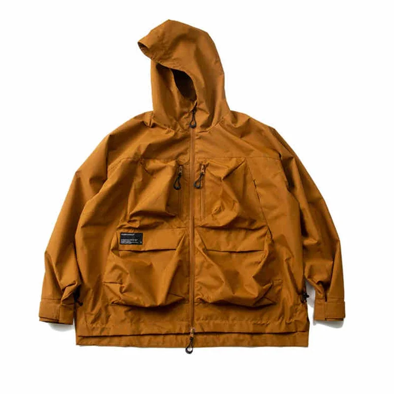 Personalized High-quality Multi Pocket Hooded Jacket with Loose Fit Waterproof and Windproof Coat for Men New Arrival