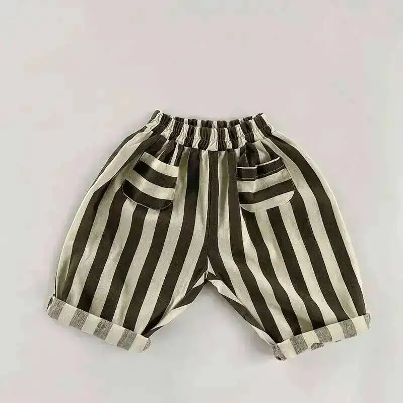 Frühling Sommer Kinder Hosen 1-8Y Jungen Baumwolle Gestreiften Lose Beiläufige Gerade Hosen Koreanische Kleinkind Tragen Für Kinder Kleidung Neue – Detail 1