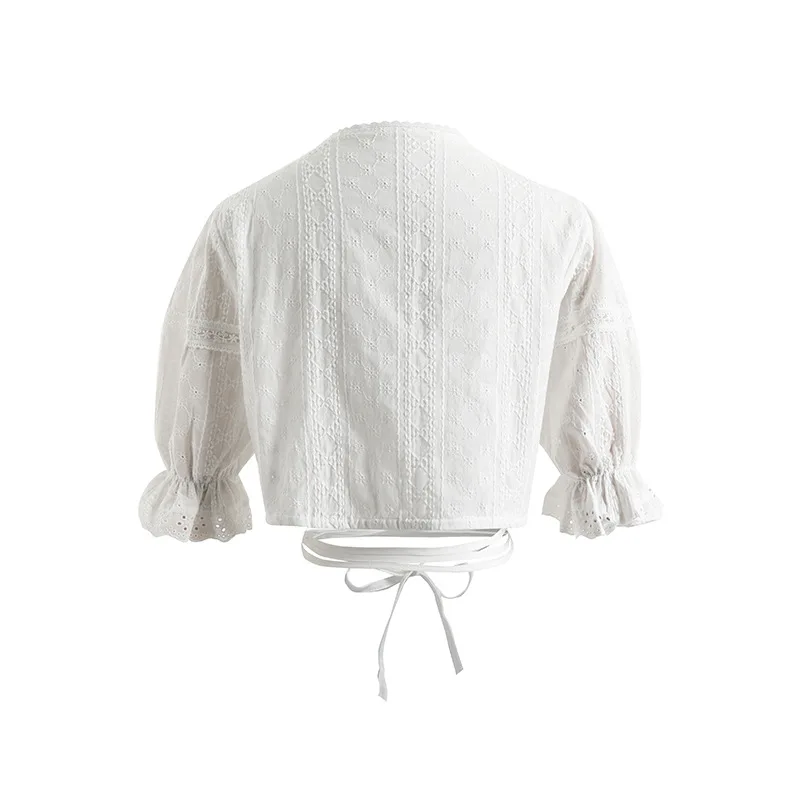 Frauen Elegante Feste Stickerei Bluse Frühling Sommer Casual Kurzarm V-ausschnitt Lose Hemd Büro Dame Kurze Übergroßen Tops