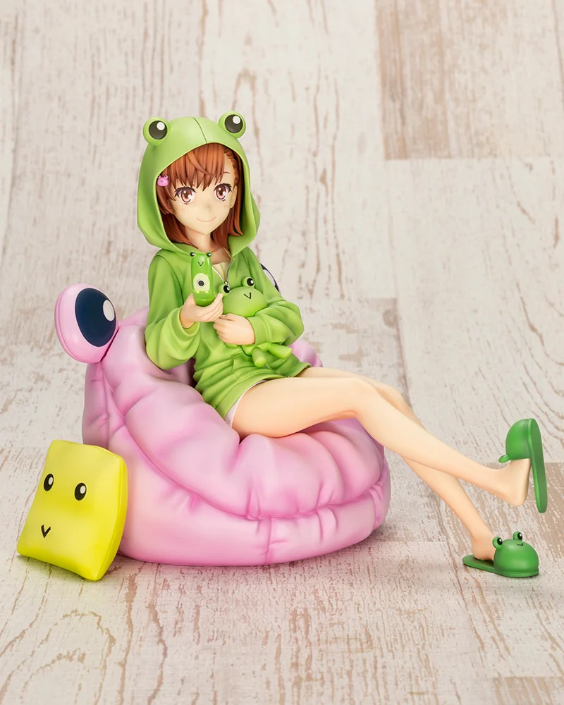 100% Original:Toaru Kagaku No Railgun Misaka Mikoto Frog pajamas PVC Action Figure Anime Figure Model Toys Figure Doll Gift