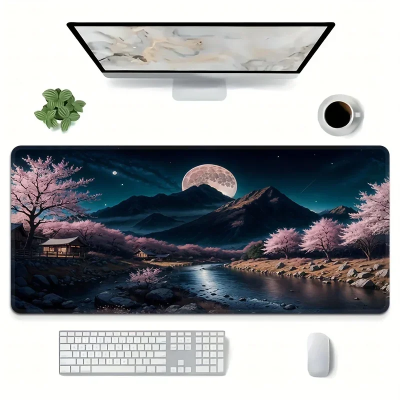 

Large Gaming Mouse Pad Japan Cherry Blossom Scenery Computer Office Home Table Mat XXL Rubber Anti-slip Long Keyboard Desk Pads