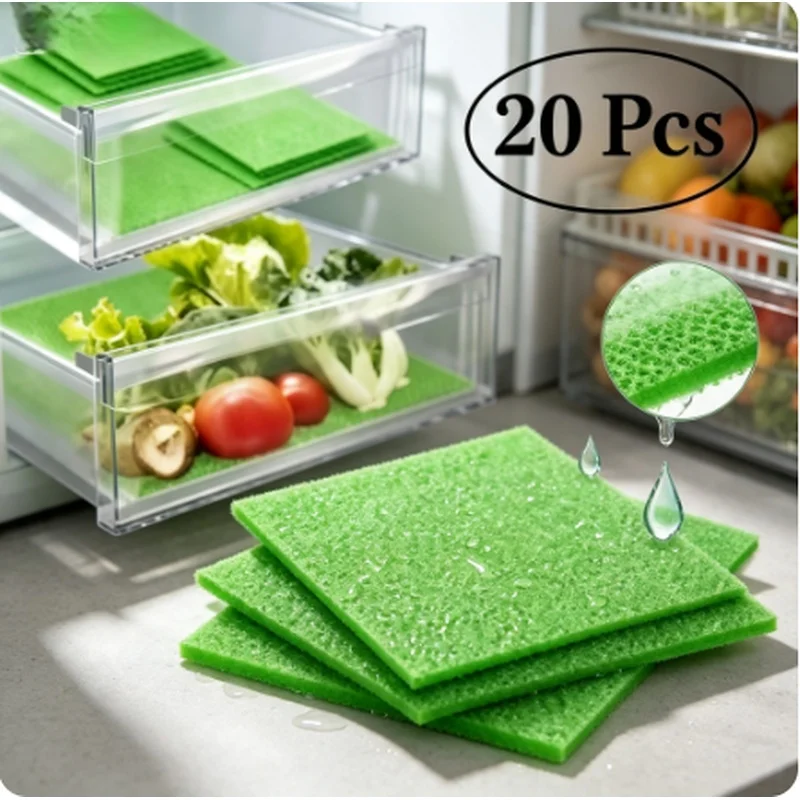 2 Packs 20 pcs  Reusable Refrigerator Storage Pads Fruit Vegetable Fresh‑Keeping Pad Fridge Drawer Shelf Liners