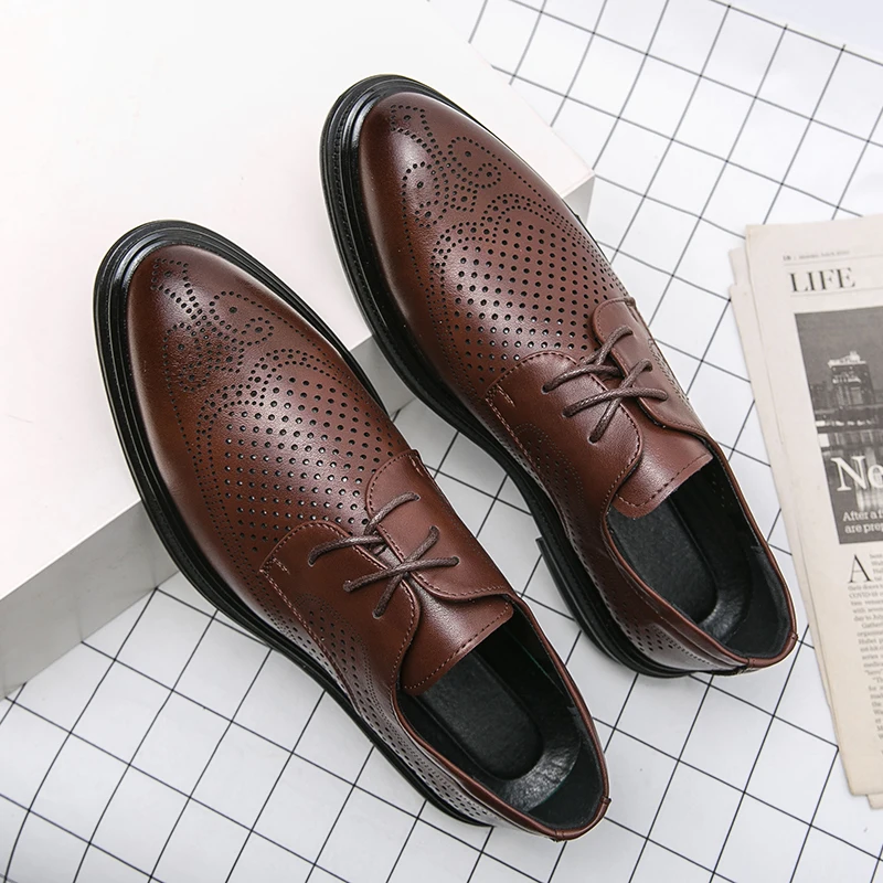 

Роскошные мужские модельные туфли-броги, мужские повседневные туфли, деловые кожаные туфли, мужские коричневые свадебные итальянские банкетные туфли, размер 46