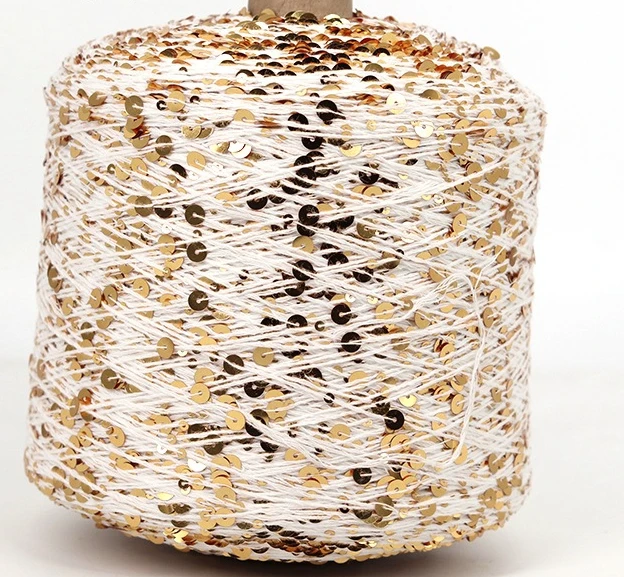 50G Golden Sequin Yarn for Knitting Craft Projects