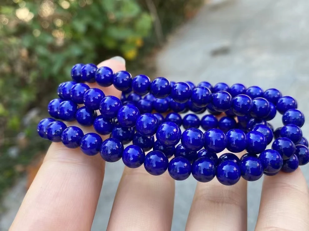 

Natural Blue Lapis Lazuli Round Beads Pendant Necklace 7.2mm 108 Beads Women Men Beads Jewelry Gemstone AAAAAA
