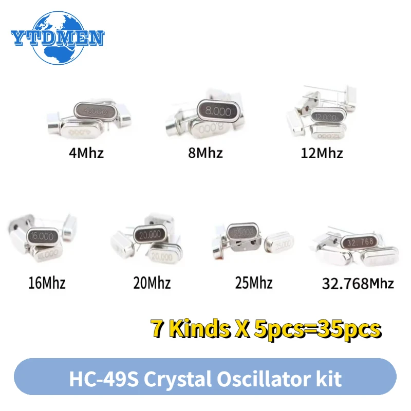 35PCS Hc-49s Crystal Oscillator Electronic Kit Resonator Ceramic Quartz Resonator 6 8Mhz 10Mhz 12Mhz 11.0592Mhz 16Mhz 32.768Mhz