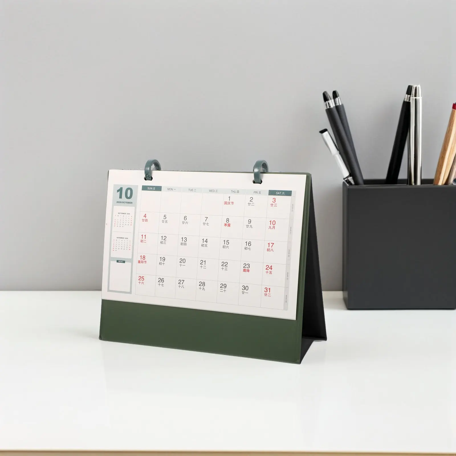 

2026 Horse Year Mini Desktop Calendar PU Material Elegant Standing Monthly Planner for Office Desk Home Decor Portable Schedule